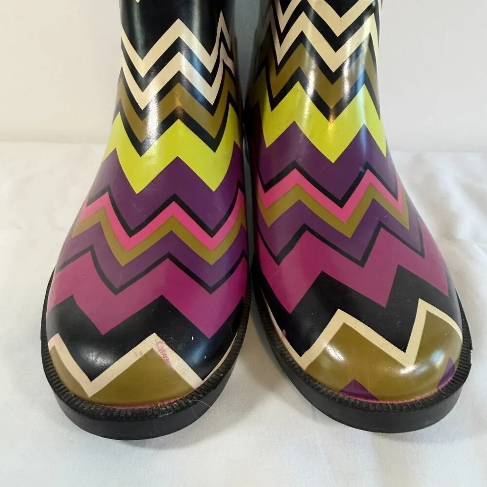 Girls MISSONI Chevron ZigZag Rubber Rain Boots Wellies Sz 3